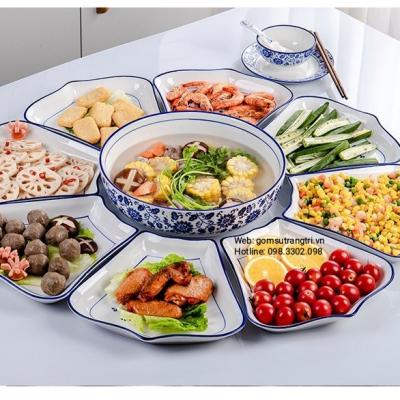 Bộ Đồ Ăn Hoa Dây Men Chàm Cao Cấp - Hàng gốm sứ Trung Quốc